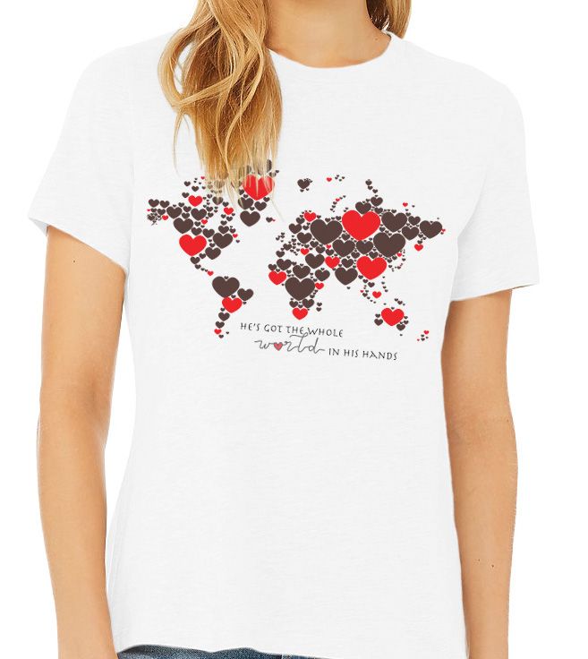 He's got the whole world in his hands t-shirt